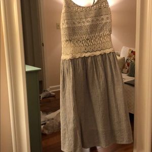 Seersucker Crochet Detail Dress